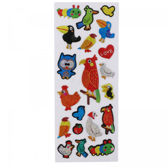 Set Sticker 3D pentru copii, Pasari, 20 piese, CB436, 1 - 5 cm, Multicolor