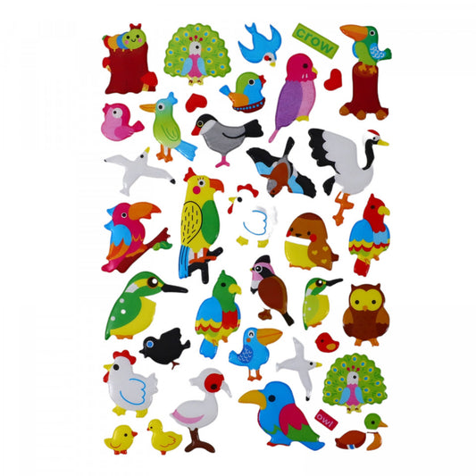 Set Sticker 3D pentru copii, Pasari, 36 piese, ALP207, 1 - 6 cm, Multicolor