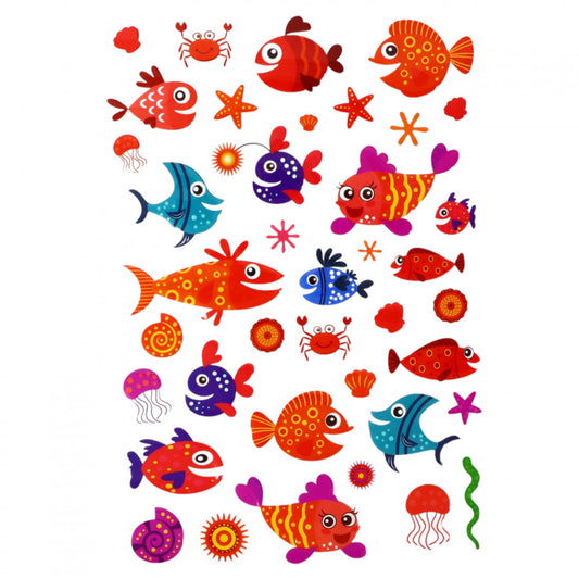 Set Sticker 3D pentru copii, Pesti, 39 piese, ALP085, 1 - 4 cm, Multicolor