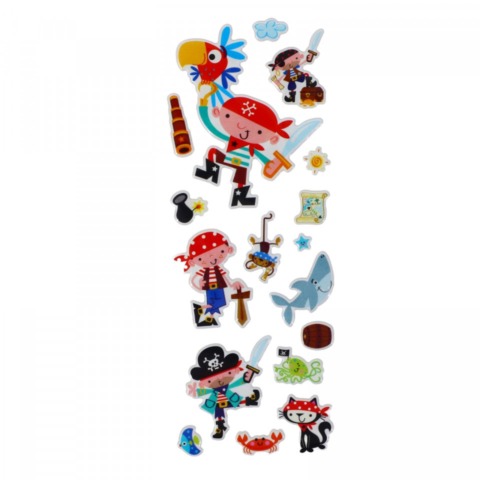 Set Sticker 3D pentru copii, Pirati, 17 piese, VK592, 0.6 - 6.5 cm, Multicolor