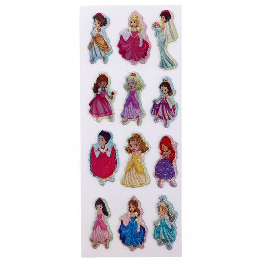 Set Sticker 3D pentru copii, Printese, 12 piese, CB467, 3.8 cm, Multicolor