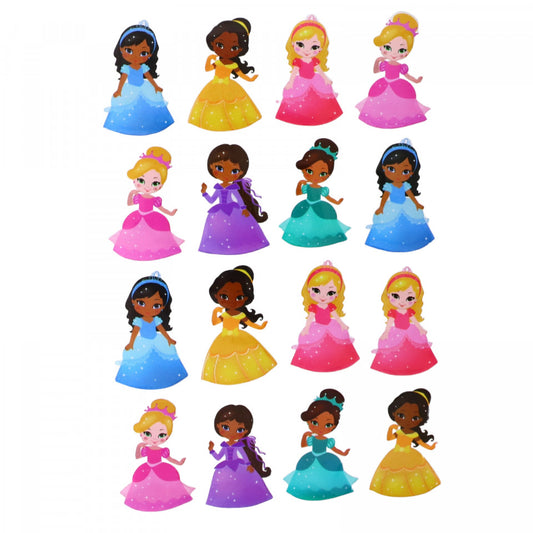 Set Sticker 3D pentru copii, Printese, 16 piese, ALP062, 5.5 cm, Multicolor