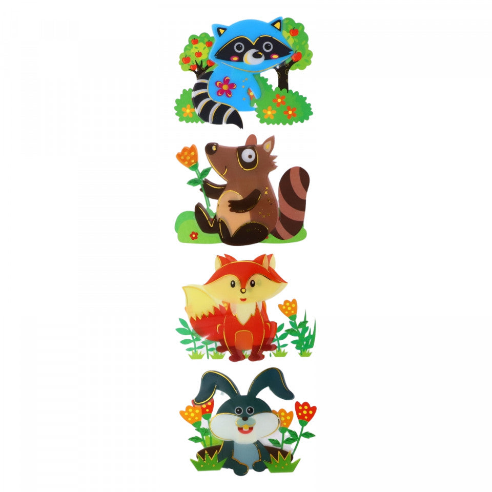 Set Sticker 3D pentru copii, Raton, 4 piese, DFF-208, 10 cm, Multicolor