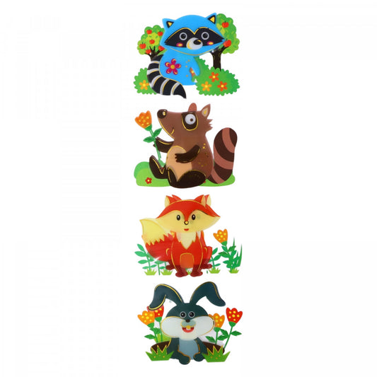 Set Sticker 3D pentru copii, Raton, 4 piese, DFF-208, 10 cm, Multicolor