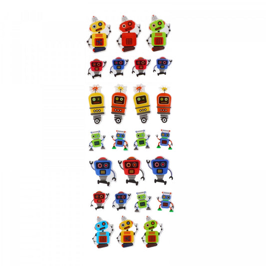 Set Sticker 3D pentru copii, Roboti, 25 piese, LVA008, 1 - 2 cm, Multicolor