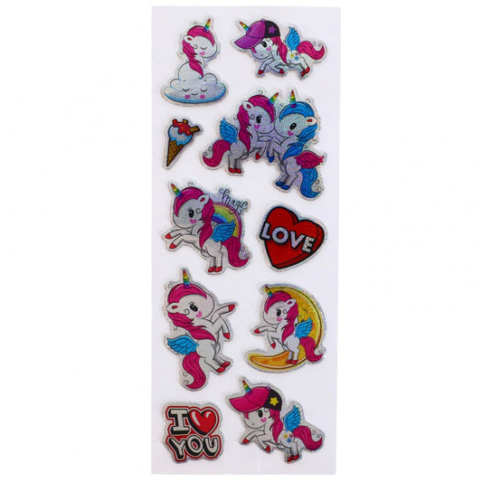 Set Sticker 3D pentru copii, Unicorni, 10 piese, CB400, 2 - 4.5 cm, Multicolor