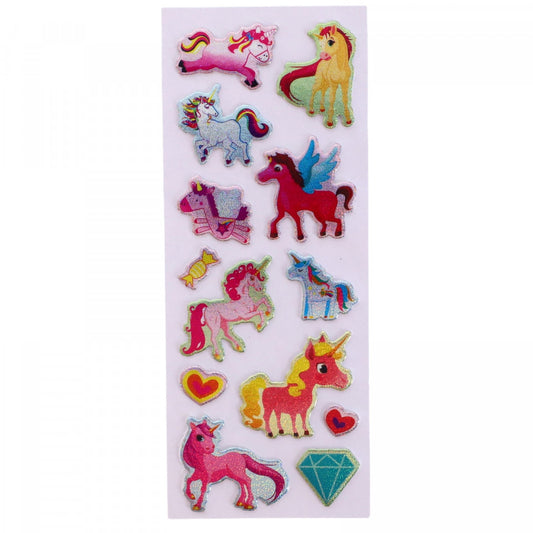 Set Sticker 3D pentru copii, Unicorni, 13 piese, CB421, 1.2 - 4.5 cm, Multicolor