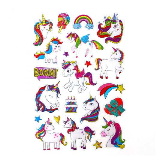 Set Sticker 3D pentru copii, Unicorni, 22 piese, Y-X003, 1 - 4 cm, Multicolor