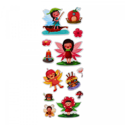 Set Sticker 3D pentru copii, Zana, 13 piese, VK596, 1.3 - 4.3 cm, Multicolor