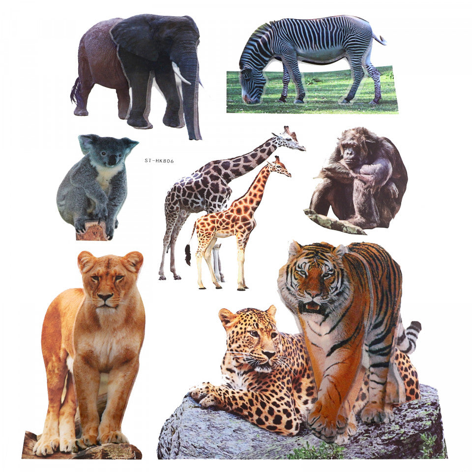 Set Sticker 8D pentru copii, Animale, decor camera, ST-HK806, Multicolor