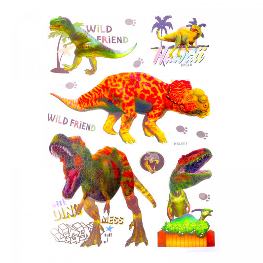 Set Sticker 8D pentru copii, Dinozauri, decor camera, KM-001, 37 x 52 cm, Multicolor