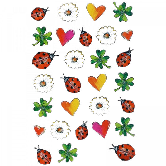Set Sticker pentru copii, Flori si inimi, 29 piese, Q42, 1 cm, Multicolor