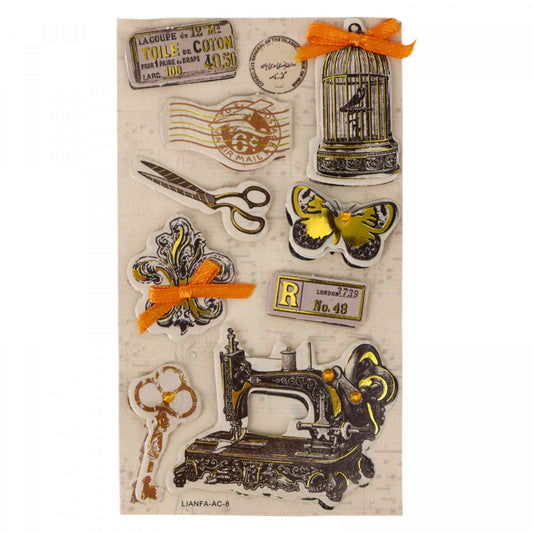 Set stickere 3D, Retro, NO629820, 2 - 5 cm, Multicolor