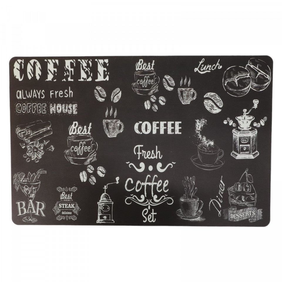 Set Suporturi pentru farfurie si pahare, Best Coffee, 12 piese, 10 x 10 / 28.2 x 43 cm, Negru