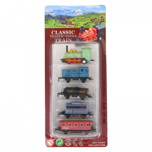 Set Tren si 4 locomotive, Die-Cast, LY520, 6 cm, Multicolor