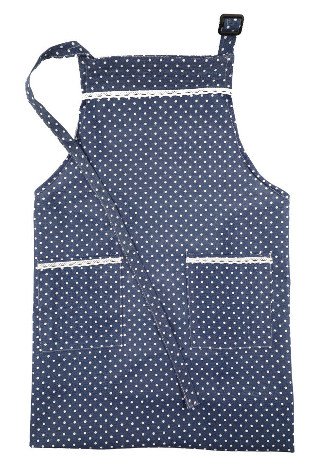 Sort de bucatarie, 90% bumbac, cu buline, 77 x 71 cm, Albastru