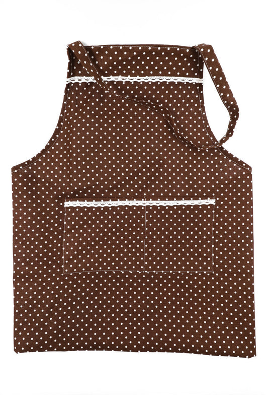 Sort de bucatarie, 90% bumbac, cu buline, 77 x 71 cm, Maro