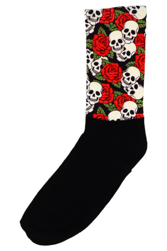 Sosete Dama, Imprimeu capete de mort, Bumbac 80%, NO437, Masura universala, Multicolor