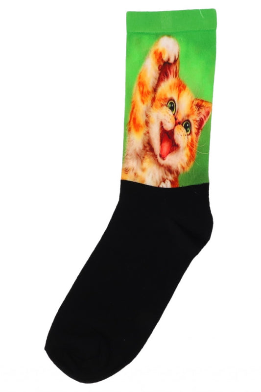 Sosete Dama, Imprimeu pisicuta, Bumbac 80%, NO431, Masura universala, Multicolor