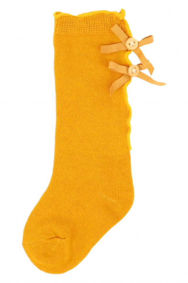 Sosete lungi pentru fetite, 95%Bumbac, Fundite, NO2986, 2-4 ani, Mustar