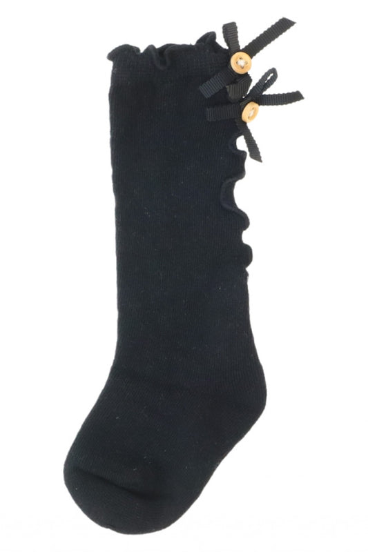 Sosete lungi pentru fetite, 95%Bumbac, Fundite, NO5691, 0-16 luni, Negru