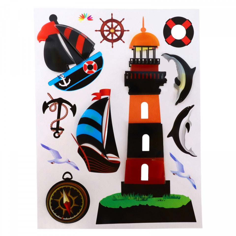 Sticker decorativ pentru camera copilului, 8D, Farul de pe mare, RA-013, 34.5 cm