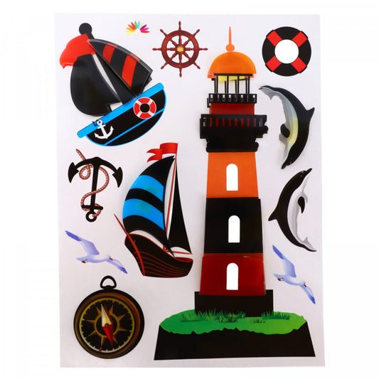 Sticker decorativ pentru camera copilului, 8D, Farul de pe mare, RA-013, 34.5 cm