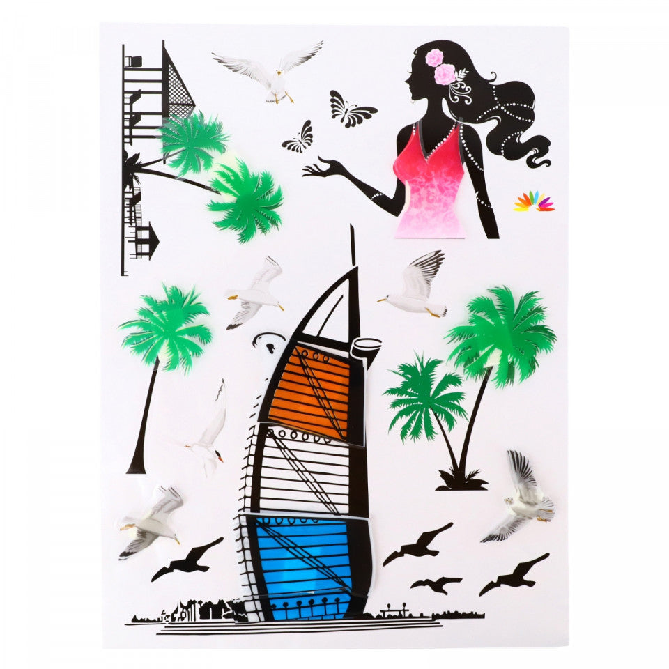 Sticker decorativ pentru camera copilului, 8D, Litoral, RA-012, 26 cm