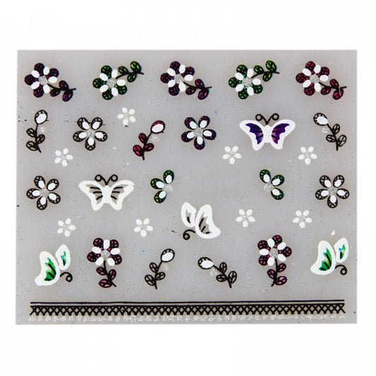 Stickere pentru decor unghii, 3D, Flori, EHB-002, Multicolor