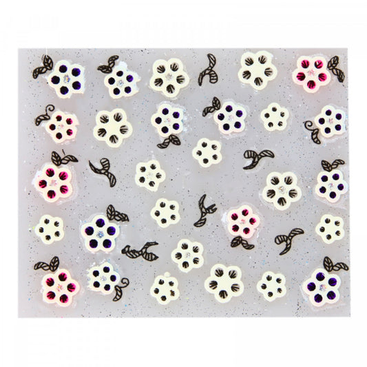 Stickere pentru decor unghii, 3D, Flori, EHB-007, Multicolor