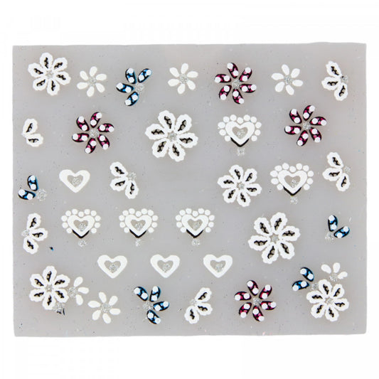 Stickere pentru decor unghii, 3D, Flori, EHB-012, Multicolor