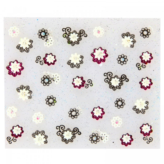 Stickere pentru decor unghii, 3D, Flori, EHB-025, Multicolor