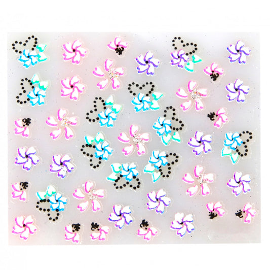 Stickere pentru decor unghii, 3D, Flori, QV-01, Multicolor
