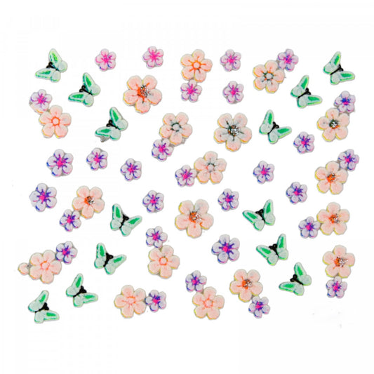 Stickere pentru decor unghii, 3D, Flori, QV-03, Multicolor