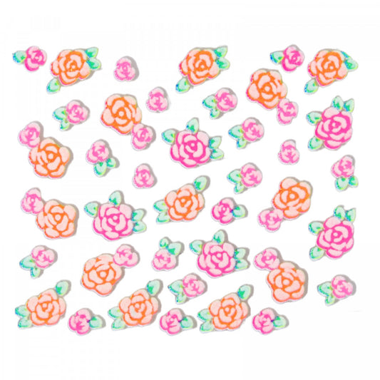 Stickere pentru decor unghii, 3D, Flori, QV-09, Multicolor