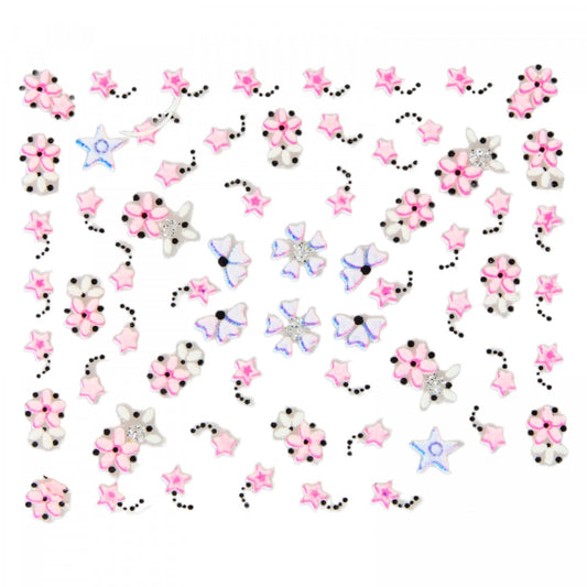 Stickere pentru decor unghii, 3D, Flori, QV-14, Multicolor