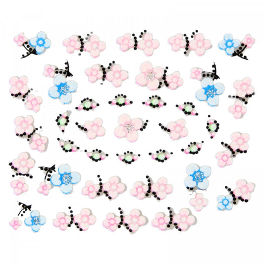 Stickere pentru decor unghii, 3D, Flori, QV-16, Multicolor