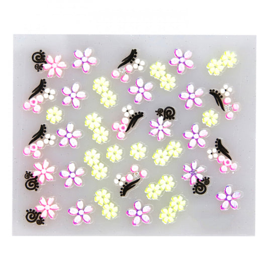 Stickere pentru decor unghii, 3D, Flori, QV-22, Multicolor
