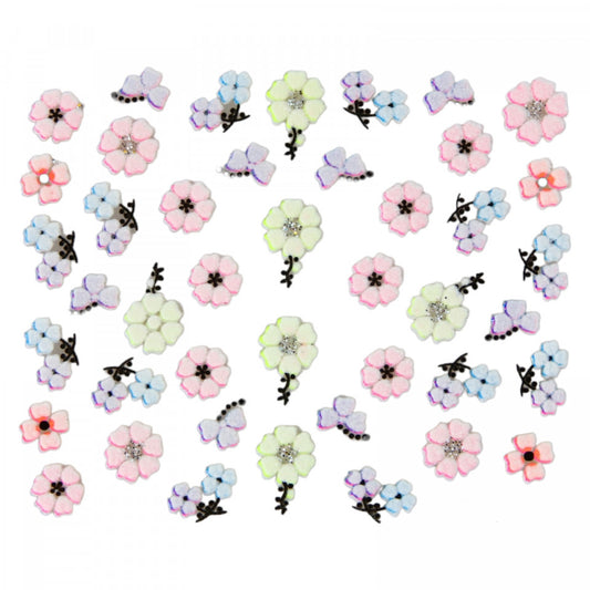 Stickere pentru decor unghii, 3D, Flori, QV-23, Multicolor