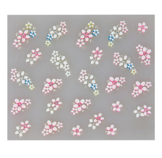 Stickere pentru decor unghii, 3D, Flori, Xa-004, Multicolor