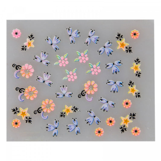 Stickere pentru decor unghii, 3D, Flori, Xa-031, Multicolor