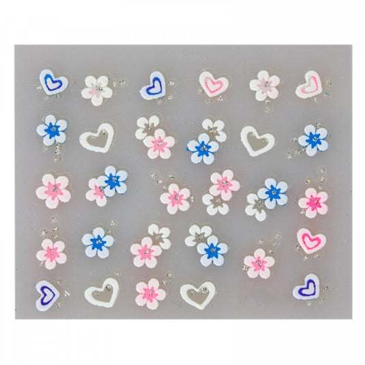 Stickere pentru decor unghii, 3D, Floricele, FQ-03, Multicolor