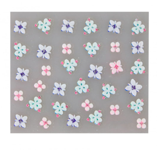 Stickere pentru decor unghii, 3D, Floricele, FQ-06, Multicolor