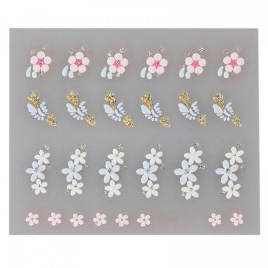 Stickere pentru decor unghii, 3D, Floricele, FQ-08, Multicolor
