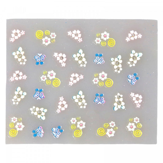 Stickere pentru decor unghii, 3D, Floricele, FQ-27, Multicolor