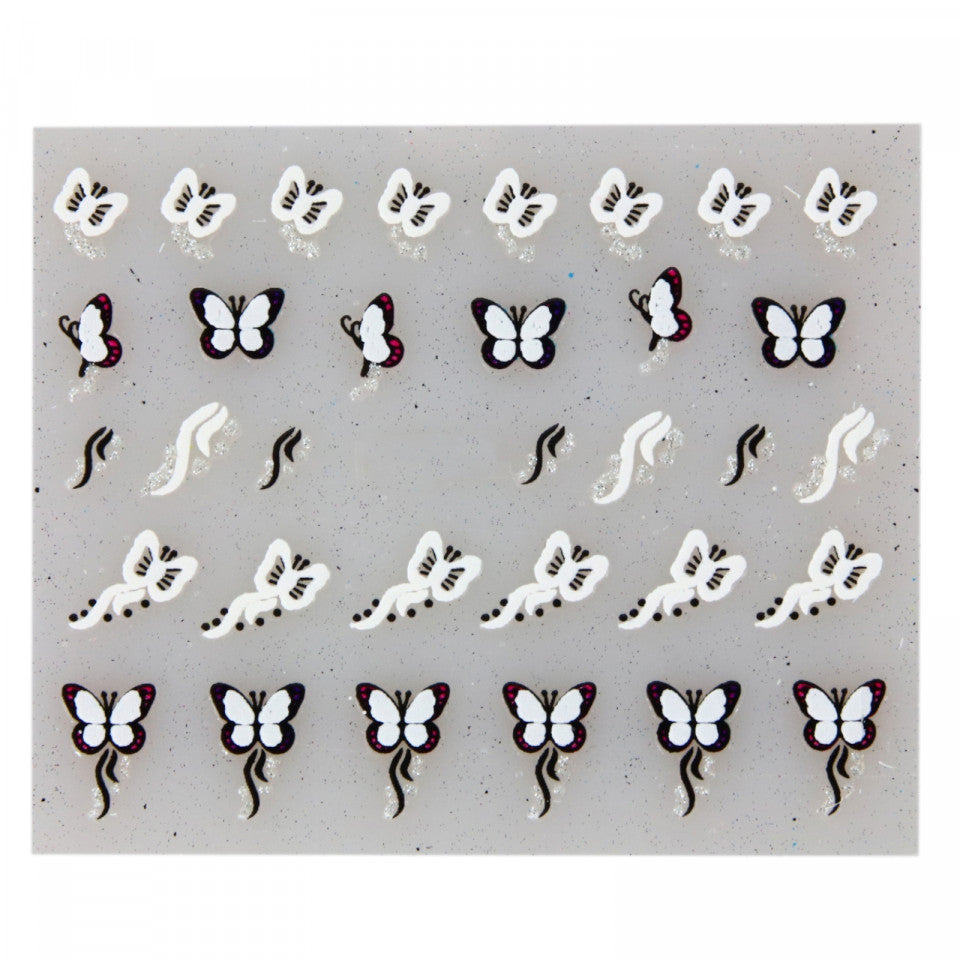 Stickere pentru decor unghii, 3D, Fluturi, EHB-015, Multicolor