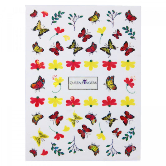 Stickere pentru decor unghii, 3D, Fluturi, QF-03, Multicolor
