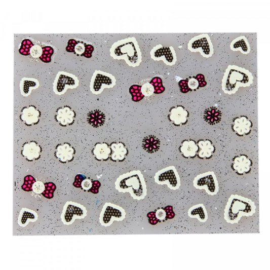Stickere pentru decor unghii, 3D, Inimioare, EHB-013, Multicolor