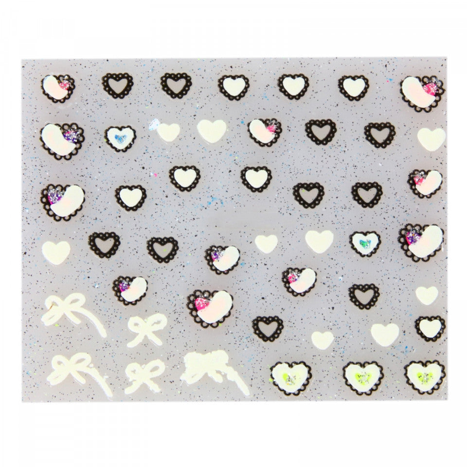 Stickere pentru decor unghii, 3D, Inimioare, EHB-014, Multicolor