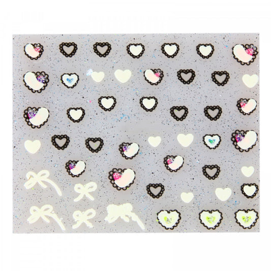 Stickere pentru decor unghii, 3D, Inimioare, EHB-014, Multicolor